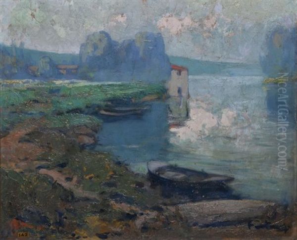 La Marne Apres La Pluie Oil Painting by Louis Fortuney