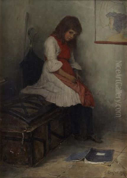 Girl In Interior Oil Painting by Leon Fortunski