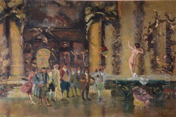 Madchen In Ukrainischer Tracht Neben Einem Spinnrocken Sitzend Oil Painting by Mariano Jose Maria Bernardo Fortuny y Carbo