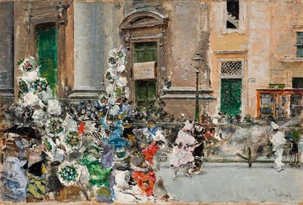 Carnaval En El Corso Romano Oil Painting by Mariano Jose Maria Bernardo Fortuny y Carbo