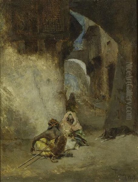 Orientalische Ansicht Mit Zwei Mannern Oil Painting by Mariano Jose Maria Bernardo Fortuny y Carbo