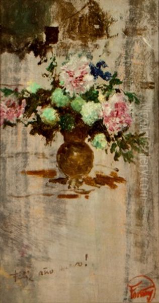 Jarro De Flores Oil Painting by Mariano Jose Maria Bernardo Fortuny y Carbo