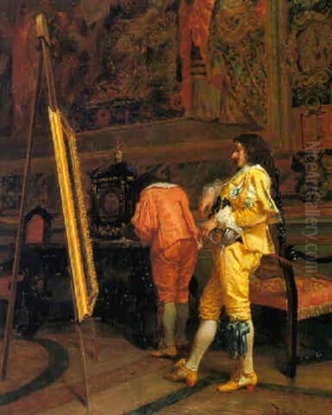 Contemplating The Portrait Oil Painting by Mariano Jose Maria Bernardo Fortuny y Carbo