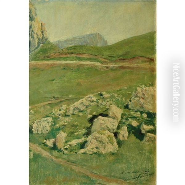 Mountain Plateau Oil Painting by Mariano Fortuny y de Madrazo