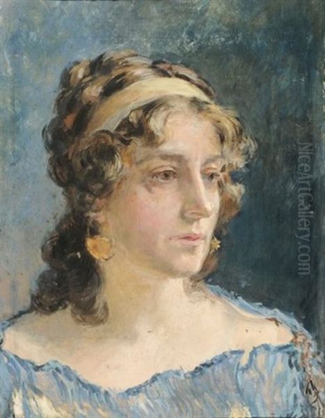 Portrait De Femme Oil Painting by Mariano Fortuny y de Madrazo