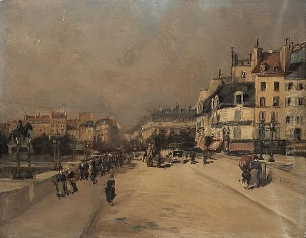 A Street Scene With Numerous Figures (madrid?) Oil Painting by Mariano Fortuny y de Madrazo