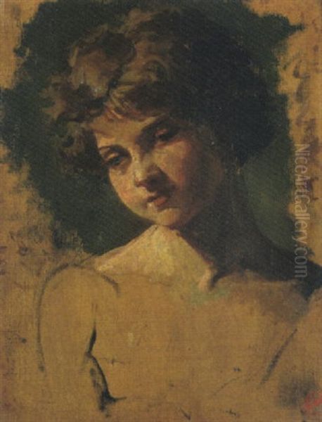 Ritratto Di Ragazza Oil Painting by Mariano Fortuny y de Madrazo