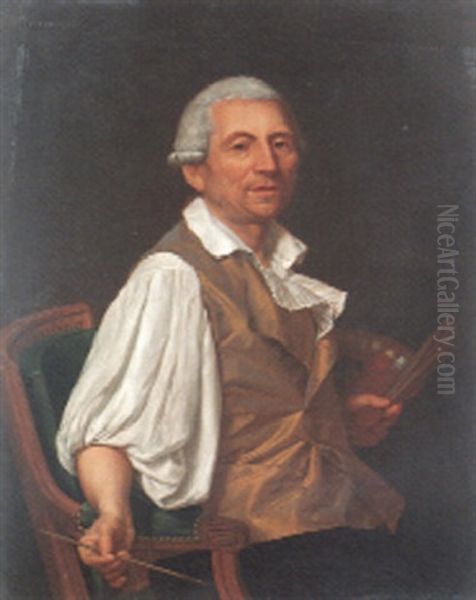 Portrait Of The Artist, Holding A Palatte And Brushes Oil Painting by Jean-Jacques Forty