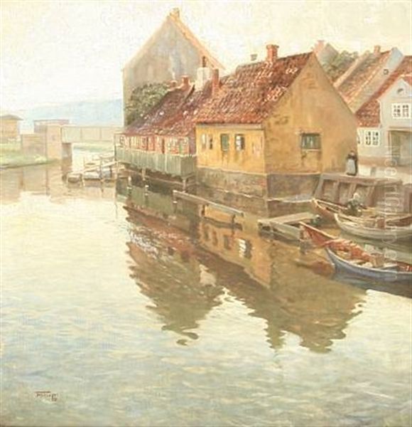 Gammelhavn Vejle Oil Painting by Carl Forup