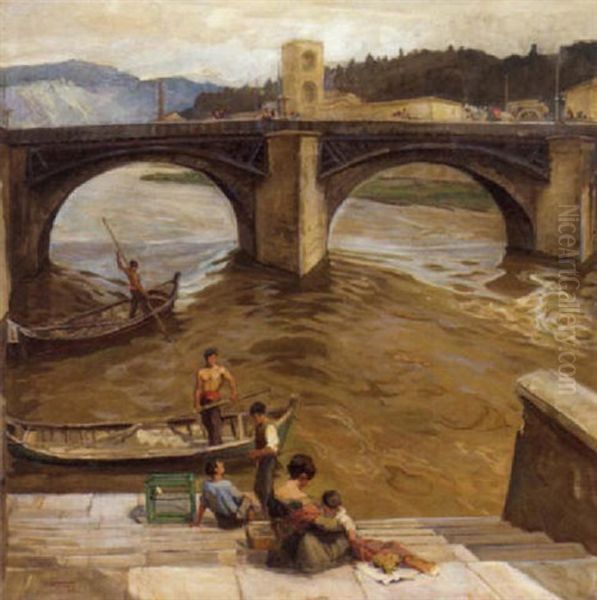 A Bridge In Florence Oil Painting by Carl Forup