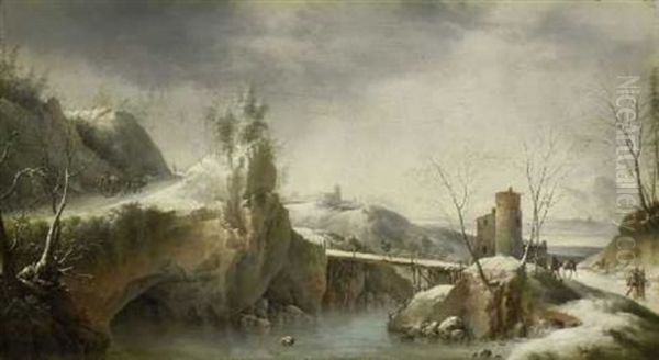 Winterlandschaft Mit Figurenstaffage Oil Painting by Francesco Foschi