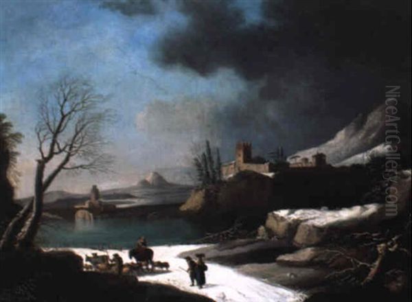 Le Depart, Paysage De Neige Oil Painting by Francesco Foschi