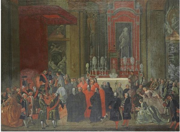 Charles Of Bourbon (+ Ferdinand Iv Of Bourbon Sworn In As The King Of Naples, Irgr; Pair) Oil Painting by Michele Foschini