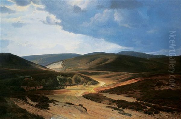 Untitled - Road Through The Hills Oil Painting by Harald Frederick Foss