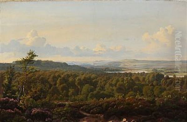 Landscape From Himmelbjerget In Denmark Oil Painting by Harald Frederick Foss