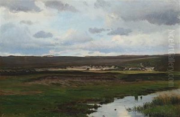 Landscape With A Stream Oil Painting by Harald Frederick Foss