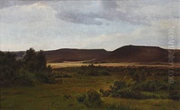 Hilly Landscape At Fussingo, Randers Oil Painting by Harald Frederick Foss