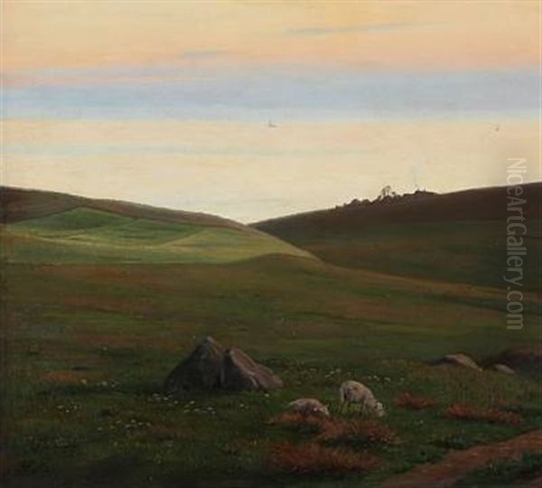 Hilly Summer Landscape Oil Painting by Harald Frederick Foss