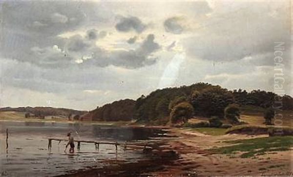 Gravejrsdag - Fra Damgards Strand Ved Lille Belt (coastal Scene From Damgard Beach, Denmark) by Harald Frederick Foss