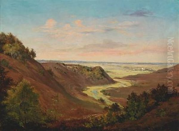 Danish Landscape From Rebild Oil Painting by Harald Frederick Foss