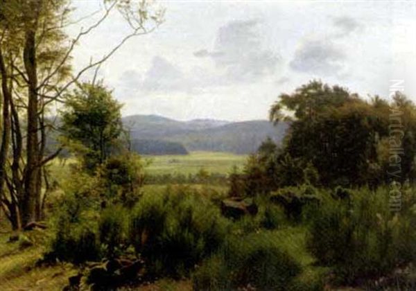 An Extensive Summer Landscape Oil Painting by Harald Frederick Foss