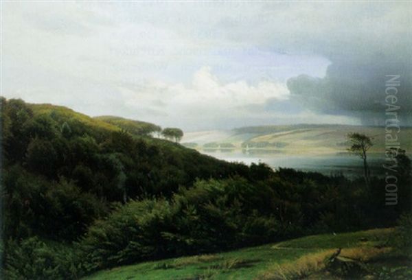 Sommerliche Seenlandschaft Nach Einem Gewitter Oil Painting by Harald Frederick Foss