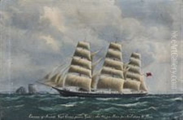 A Ship's Portrait Of Osseanna Af Arendahl Oil Painting by Peder Nielsen Foss