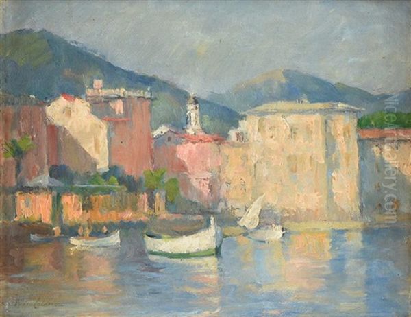 Port Scene Oil Painting by Julio Eduardo Fossa-Calderon