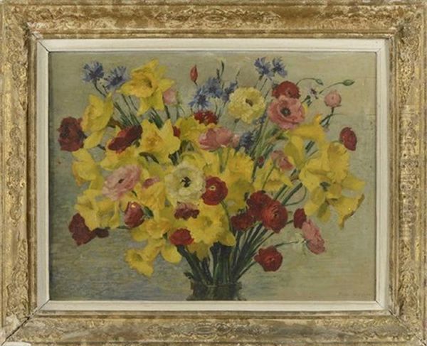 Jonquilles Et Renoncules En Bouquet Oil Painting by Julio Eduardo Fossa-Calderon