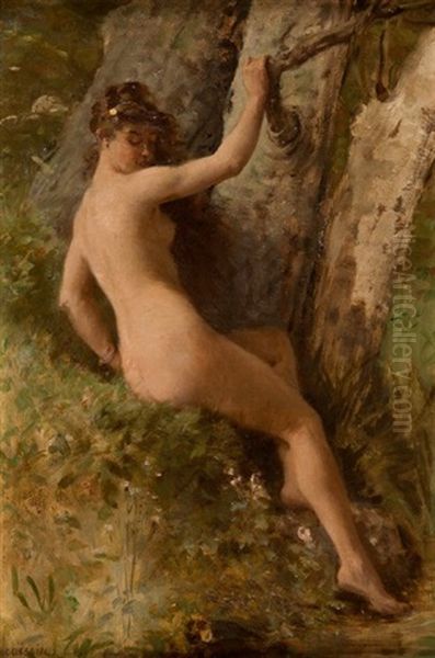 La Baigneuse Oil Painting by Charles Alexandre Coessin de la Fosse