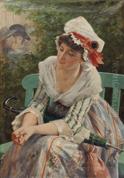 Portrait Of A Country Girl Oil Painting by Charles Alexandre Coessin de la Fosse