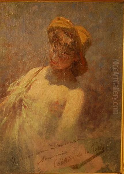 Jeune Femme Au Chapeau Oil Painting by Charles Alexandre Coessin de la Fosse