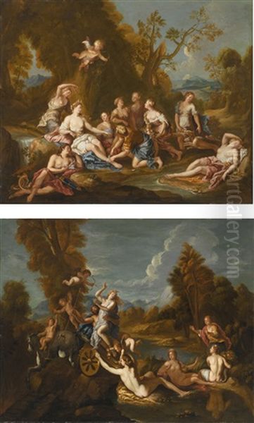 The Rest Of Diana; The Abduction Of Proserpine: A Pair Oil Painting by Charles de La Fosse