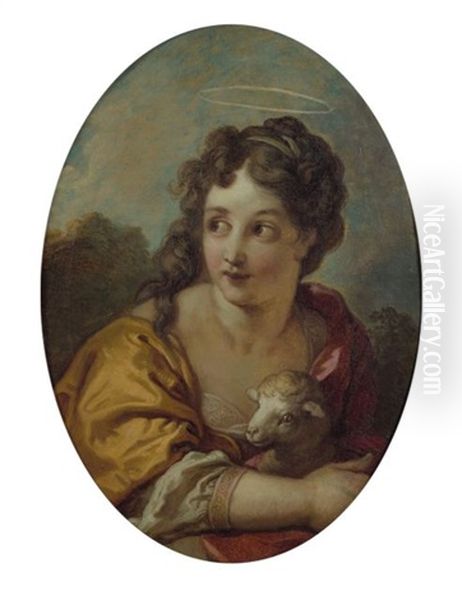 Sainte Agnes Oil Painting by Charles de La Fosse