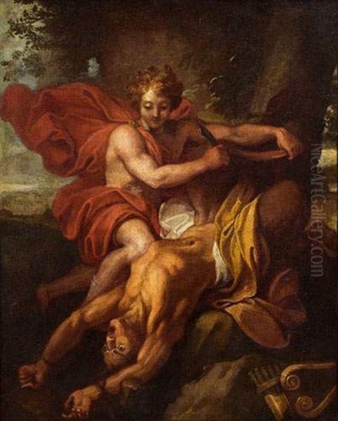 Apollon Et Marsyas Oil Painting by Charles de La Fosse