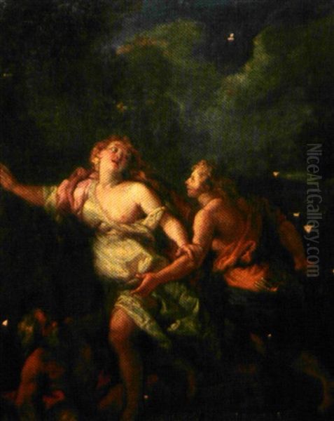 Daphne Fuyant Les Poursuites D'apollon Oil Painting by Charles de La Fosse