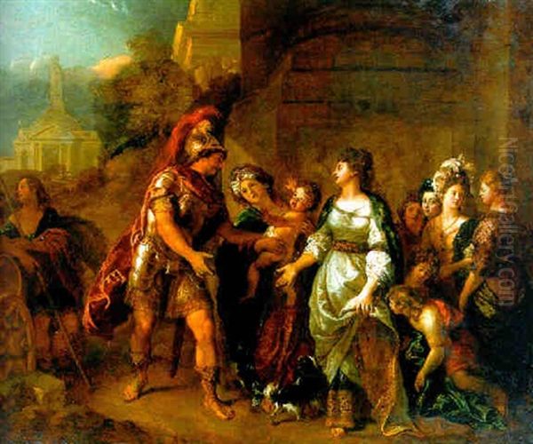 Hector And Andromache Oil Painting by Charles de La Fosse