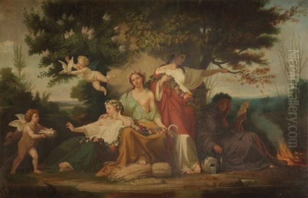 Les Quatre Saisons Oil Painting by Felix Fossey