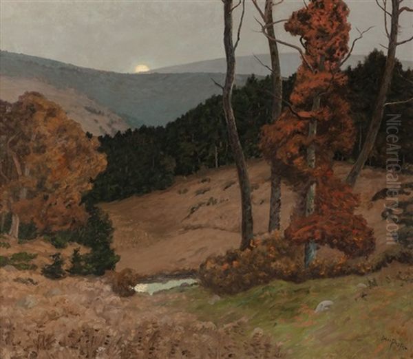 Autumn Moonrise Oil Painting by Ben Foster