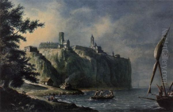 A Mediterranean View Oil Painting by Elizabeth, Lady Foster