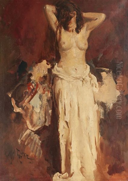 Nude, Standing With Hips Draped by William Frederick Foster