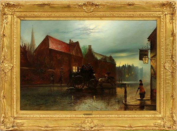 Evening Fire Oil Painting by William Gilbert Foster