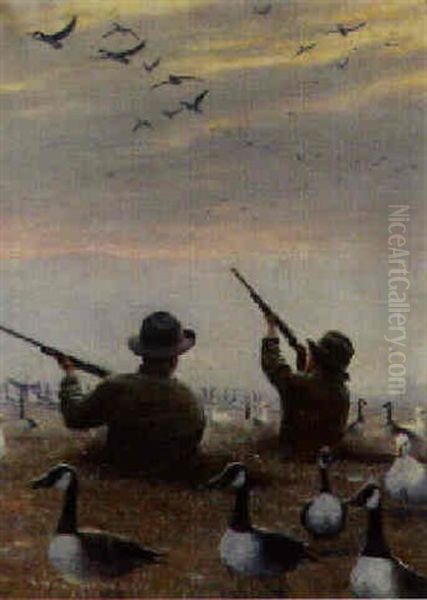 Goose Shooting Oil Painting by William Harnden Foster