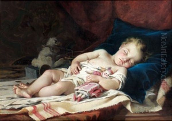 L'enfant Endormi Oil Painting by Guillaume Romain Fouace