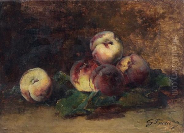 Nature Morte Aux Peches Oil Painting by Guillaume Romain Fouace