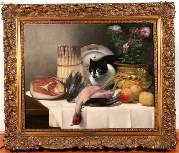 Nature Morte Avec Chat by Guillaume Romain Fouace