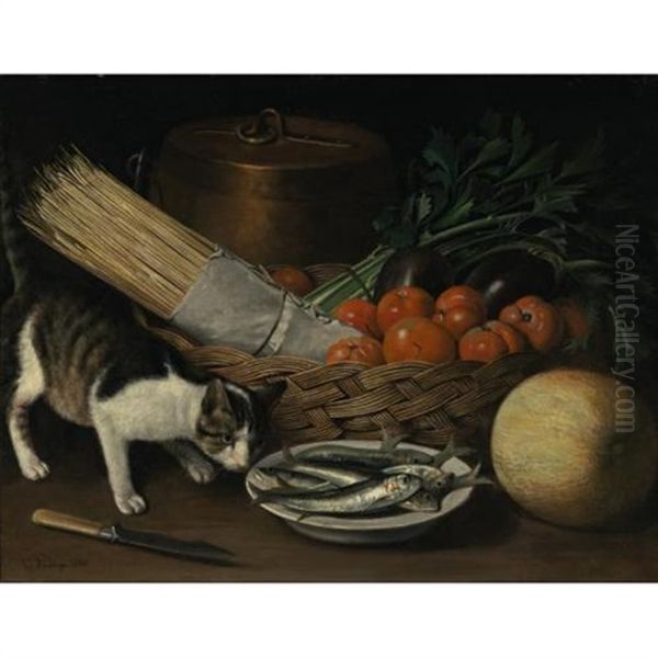 In Pursuit Of A Meal Oil Painting by Guillaume Romain Fouace