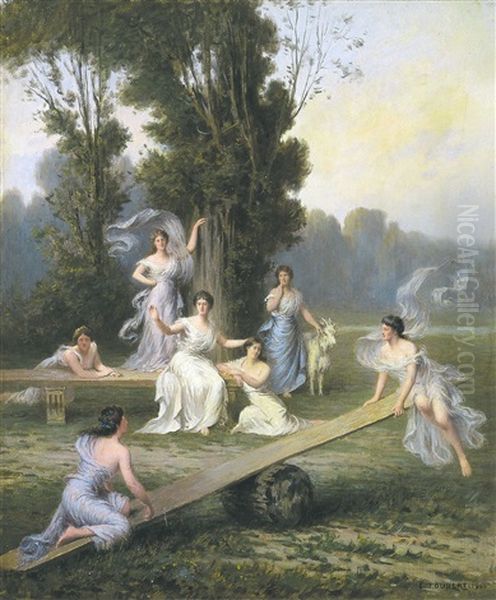 La Balance Oil Painting by Emile-Louis Foubert