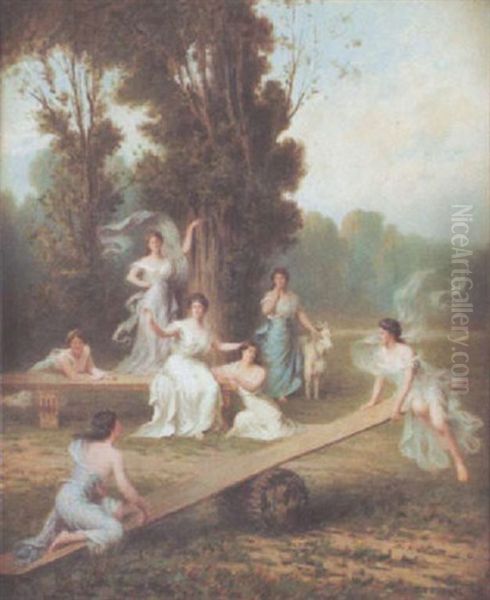 La Balance Oil Painting by Emile-Louis Foubert