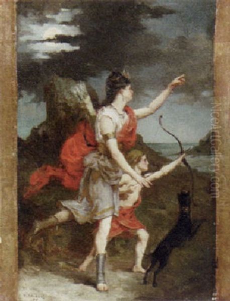 Diana, Goddess Of The Hunt Oil Painting by Emile-Louis Foubert